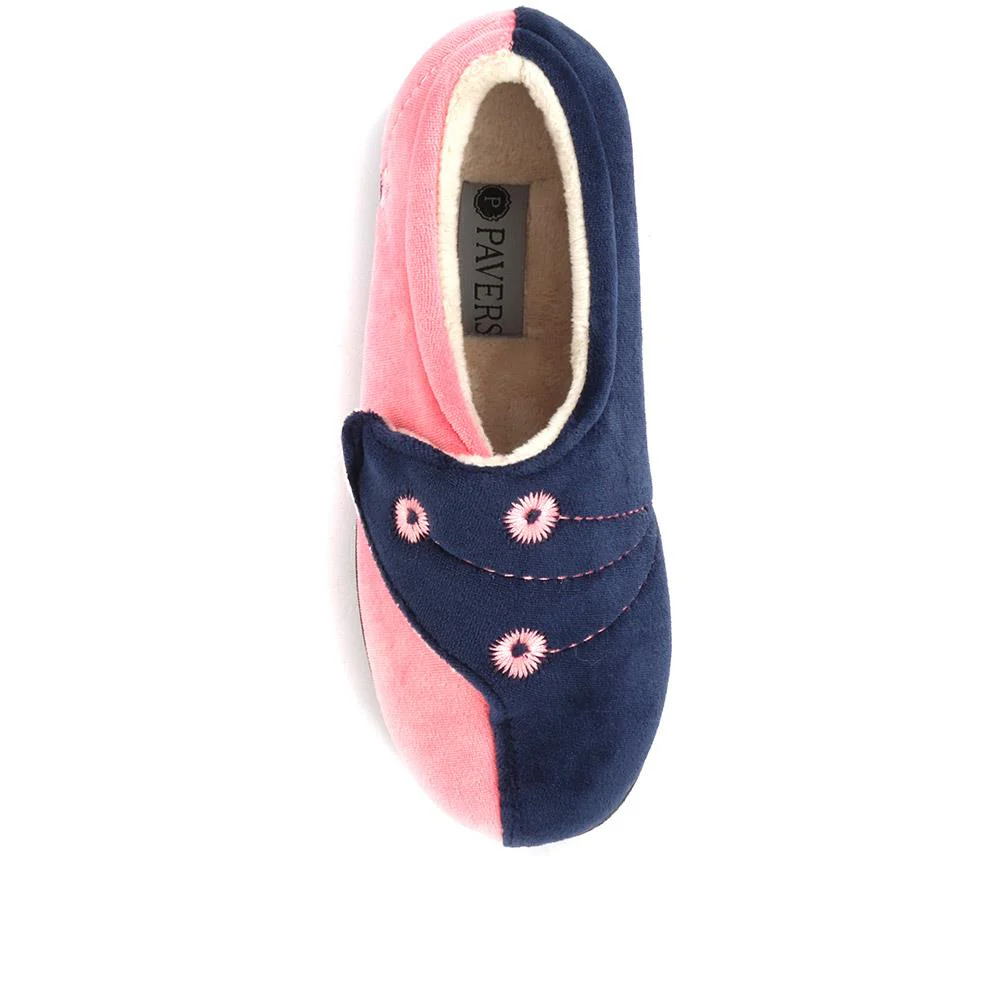 Wide Fit Warm Antibacterial Slippers - QING32015 / 319 076 - Pink Multi - Image 4