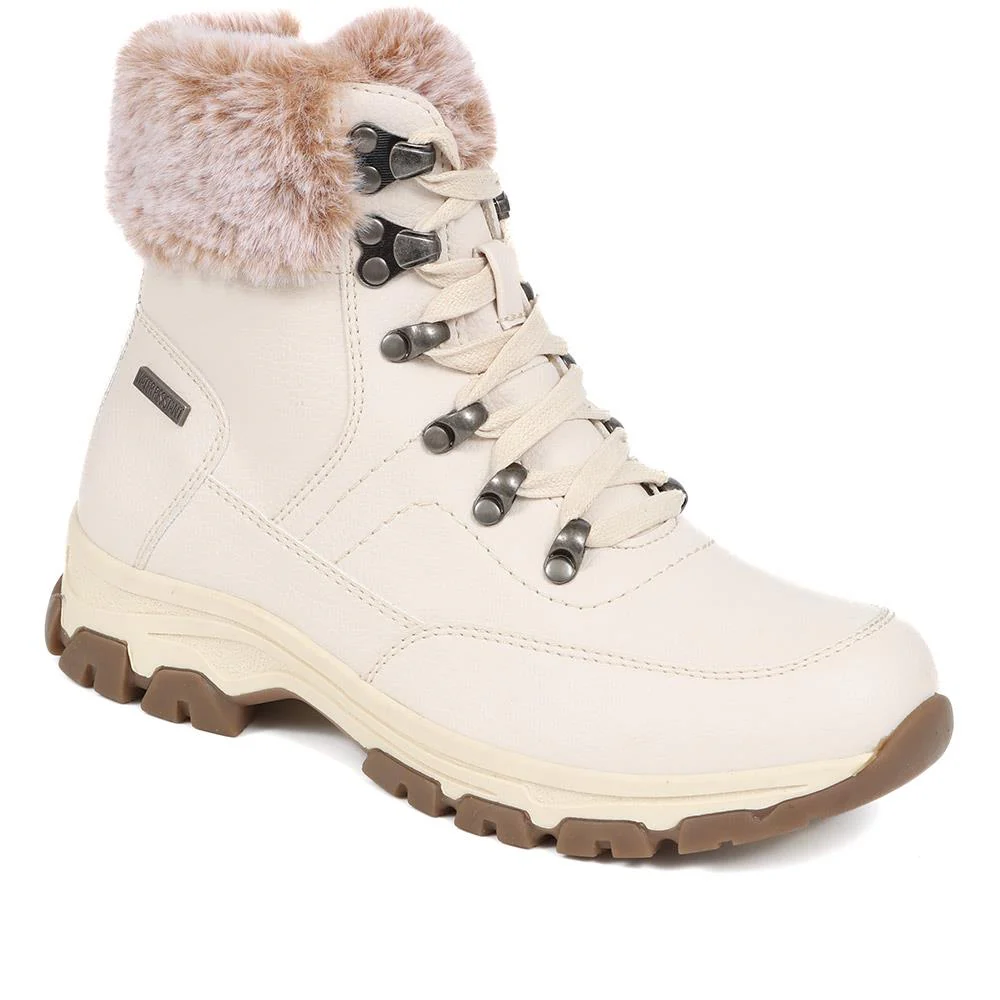 Wide Fit Water Resistant Weather Boots - WOIL40066 / 326 384 - Off White