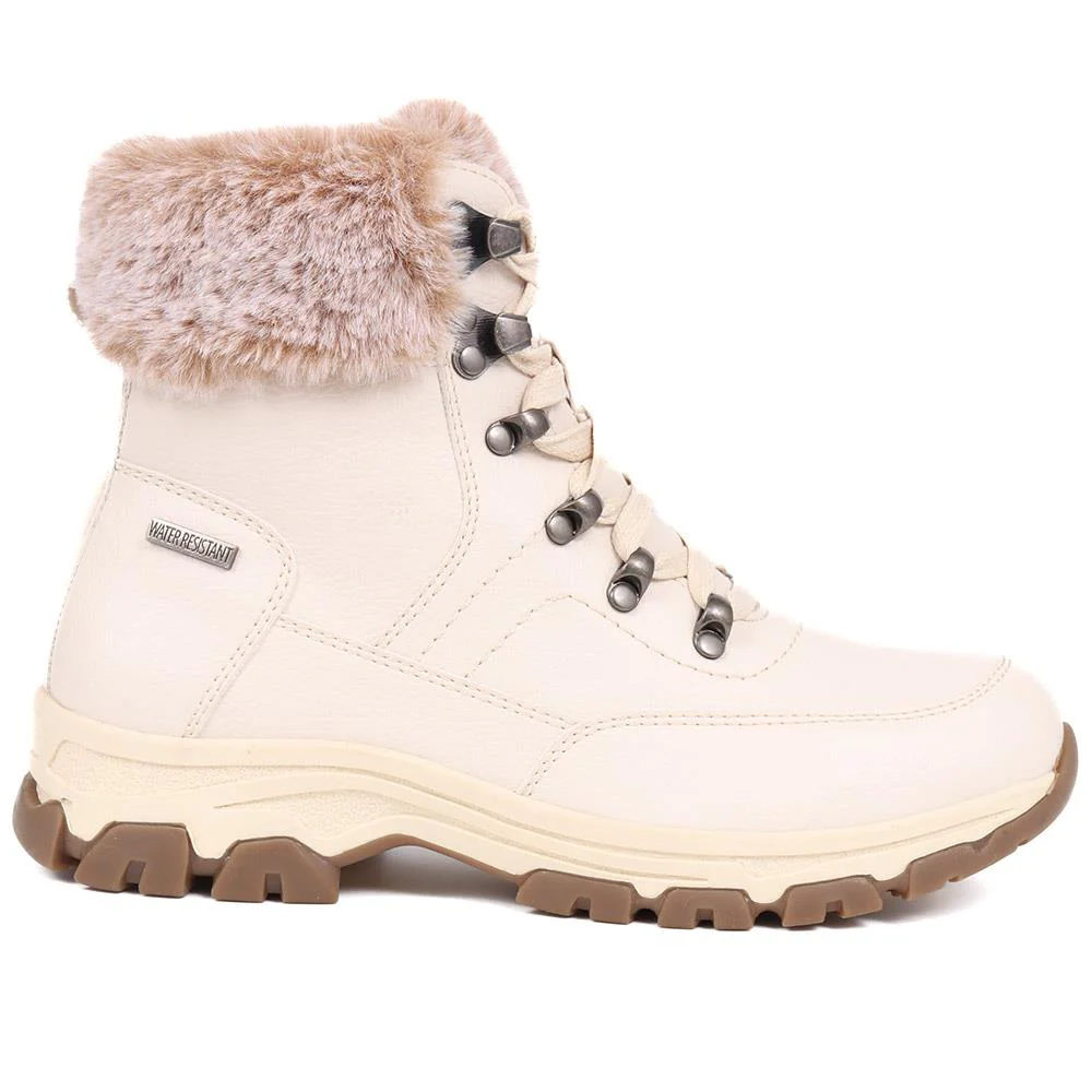 Wide Fit Water Resistant Weather Boots - WOIL40066 / 326 384 - Off White - Image 2