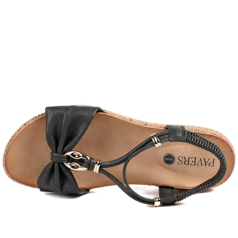 Wide Fit Wedge Heel Elasticated Sandals - BAIZH43038 / 329 161 - Black - Image 5
