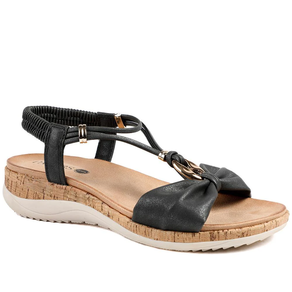 Wide Fit Wedge Heel Elasticated Sandals - BAIZH43038 / 329 161