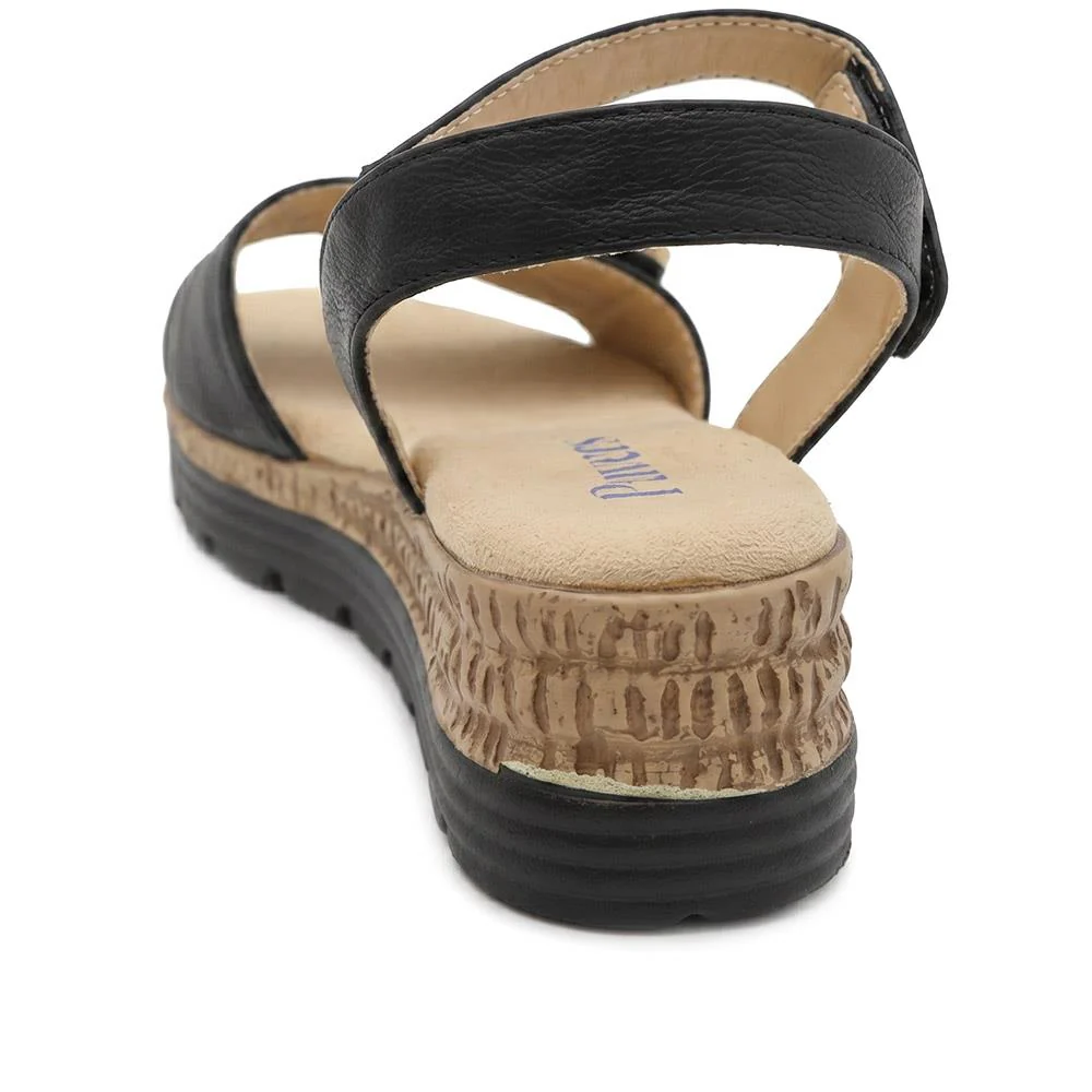 Wedge Heel Memory Foam Sandals - WBINS43016 / 329 031 - Black - Image 4