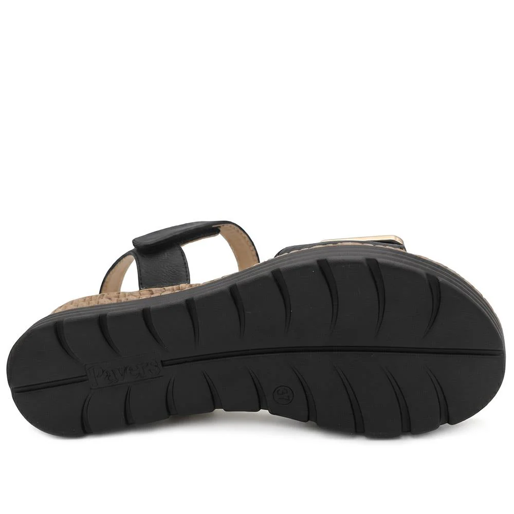 Wedge Heel Memory Foam Sandals - WBINS43016 / 329 031 - Black - Image 6