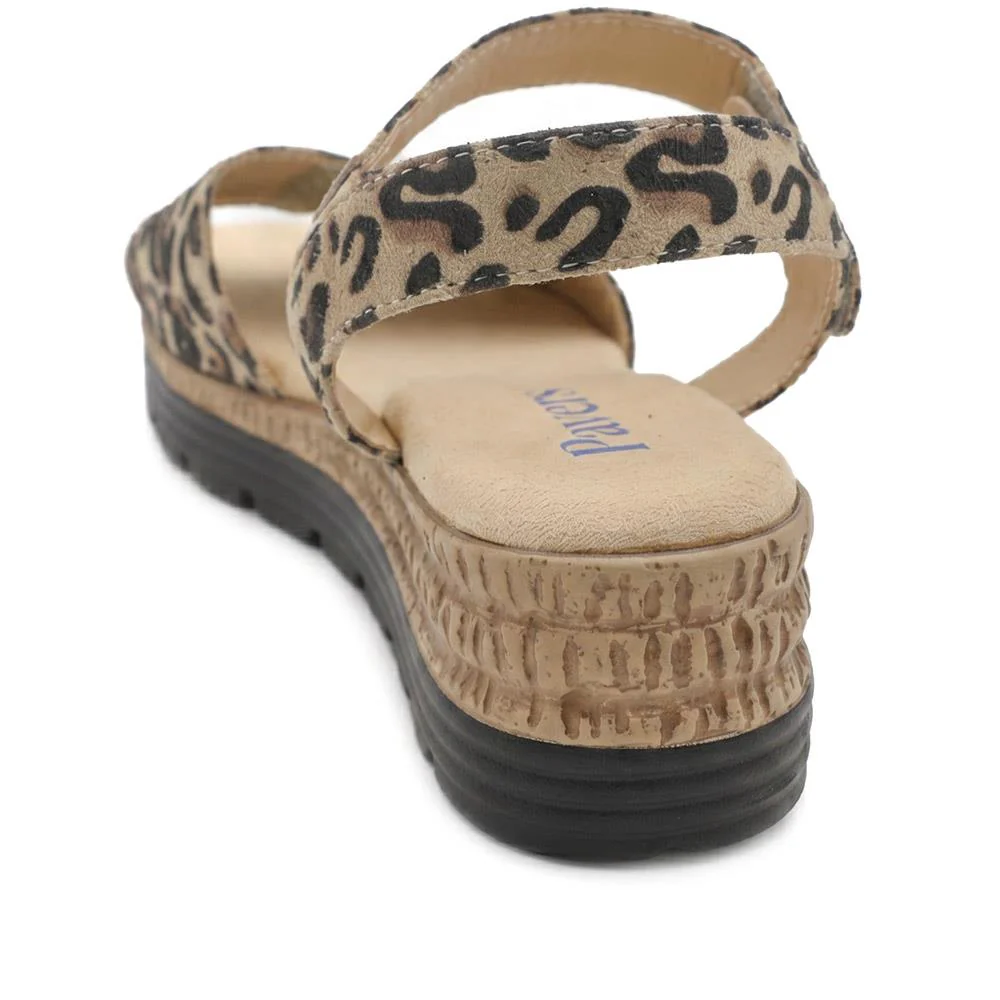 Wedge Heel Memory Foam Sandals - WBINS43016 / 329 031 - Leopard - Image 4
