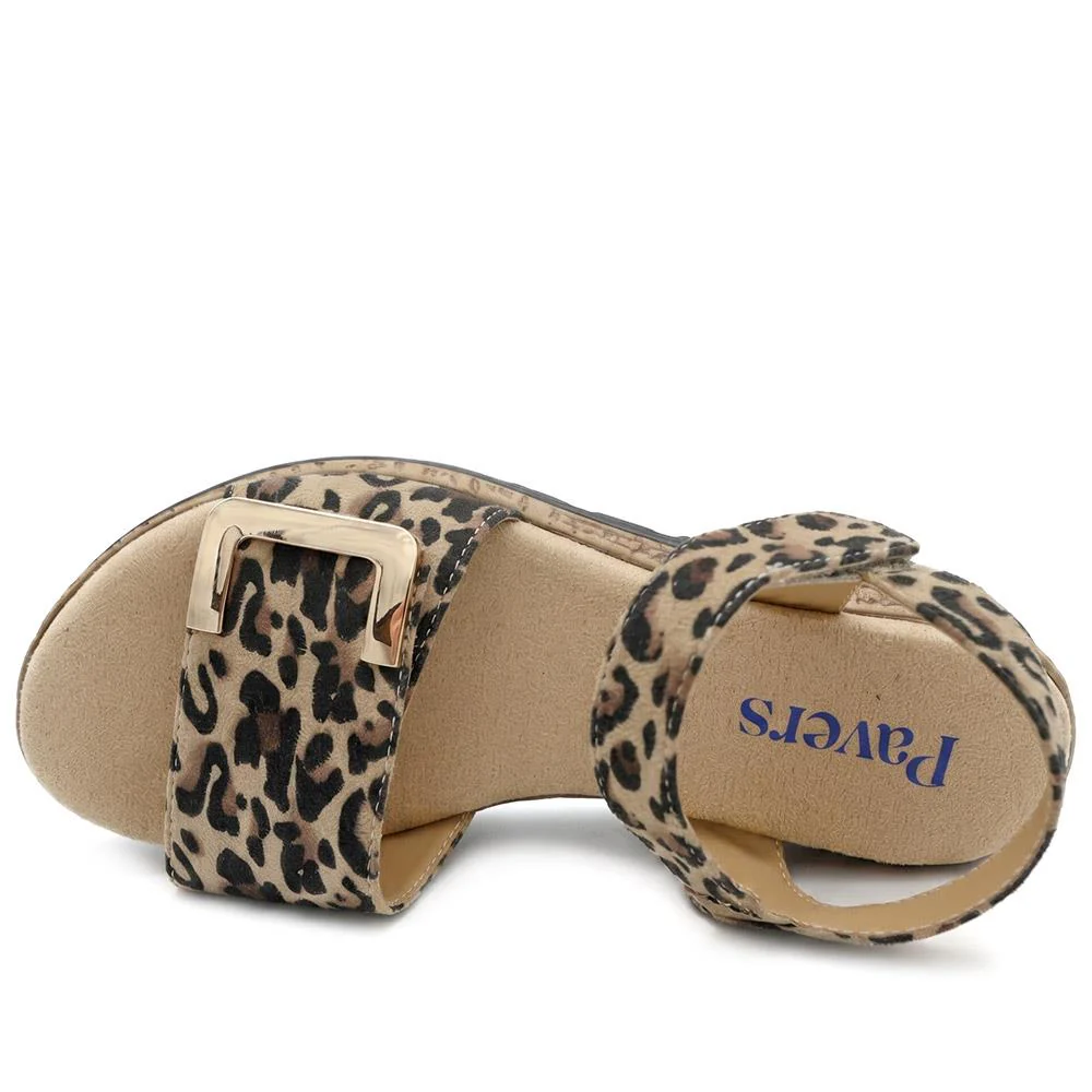 Wedge Heel Memory Foam Sandals - WBINS43016 / 329 031 - Leopard - Image 5