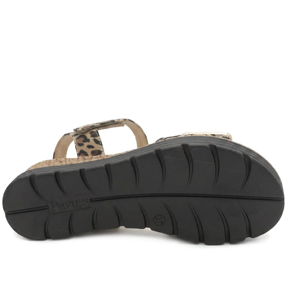 Wedge Heel Memory Foam Sandals - WBINS43016 / 329 031 - Leopard - Image 6