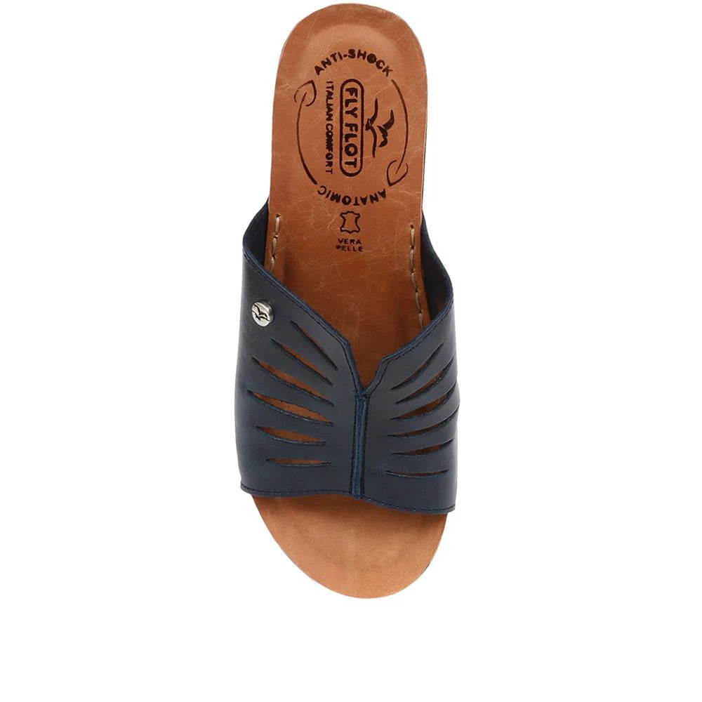 FlyFlot Wedge Heeled Mule Sandals - FLY37057 / 323 225 - Navy - Image 4