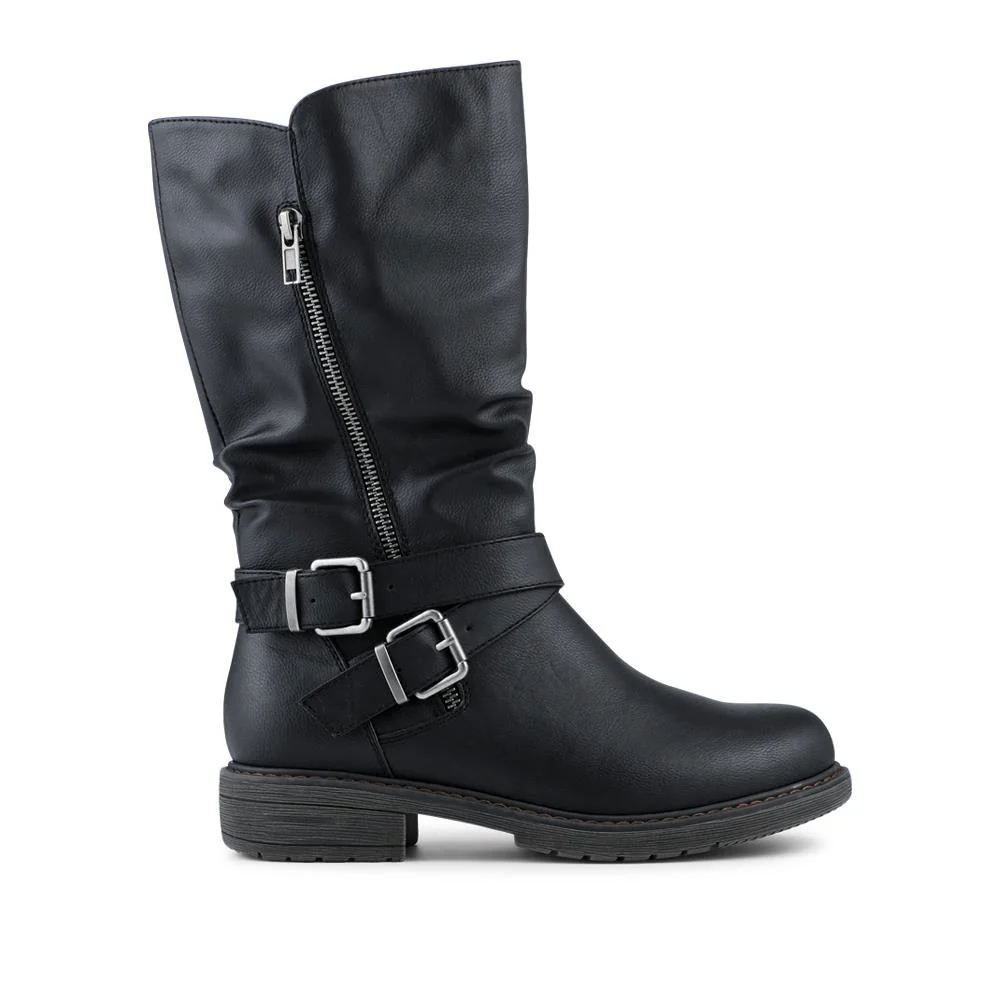Wide Fit Zip Fasten Slouch Boots - WBINS42093 / 328 121 - Black - Image 2