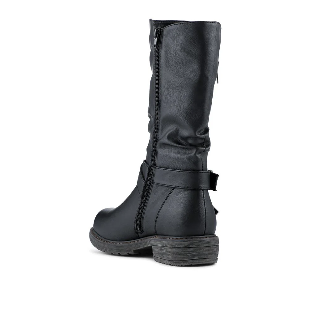 Wide Fit Zip Fasten Slouch Boots - WBINS42093 / 328 121 - Black - Image 3