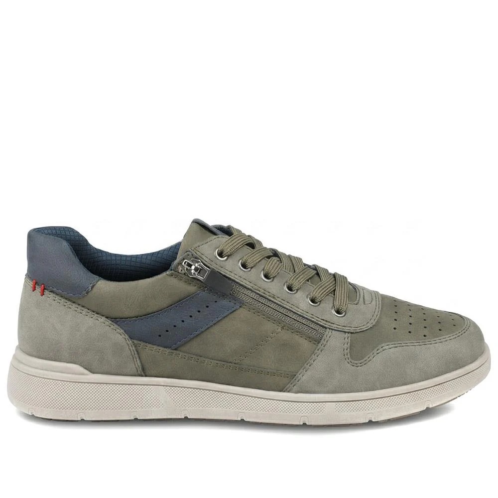 Wide Fit Zip & Lace Casual Trainers - GANG43004 / 329 271 - Khaki - Image 2
