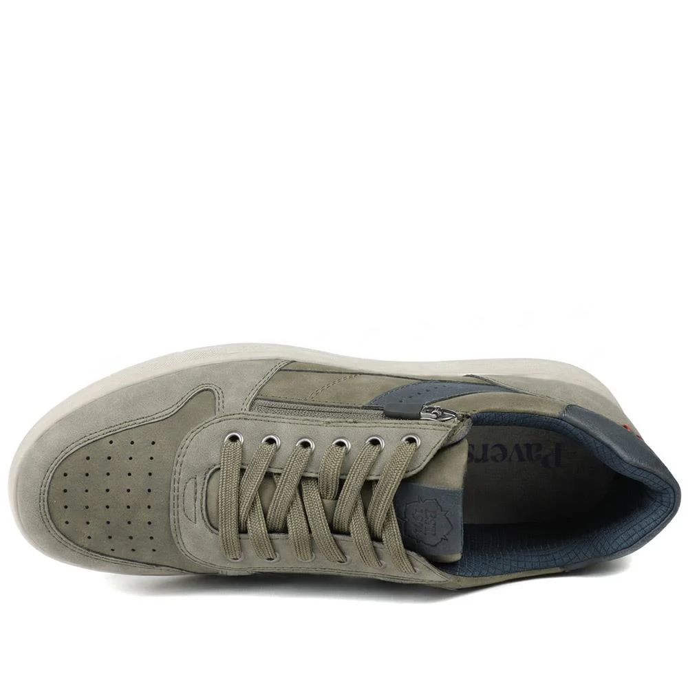 Wide Fit Zip & Lace Casual Trainers - GANG43004 / 329 271 - Khaki - Image 4