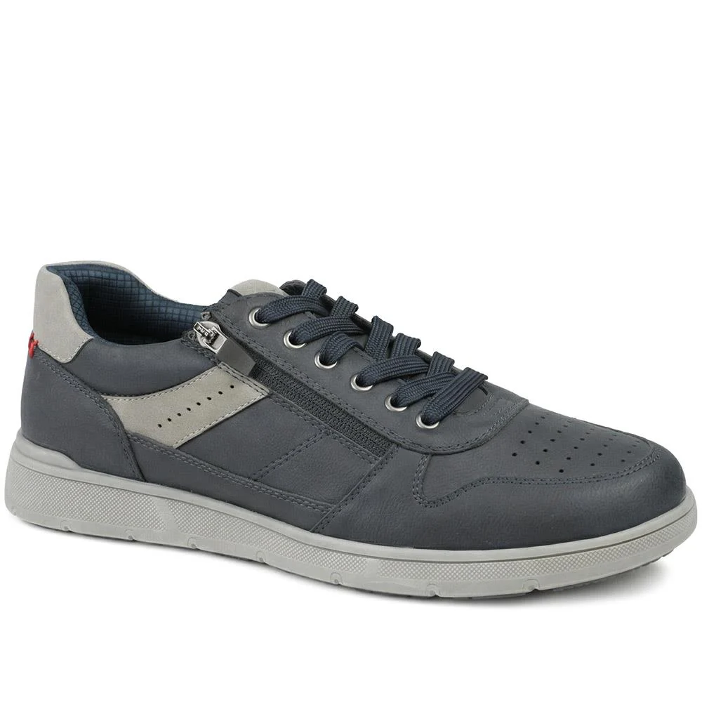 Wide Fit Zip & Lace Casual Trainers - GANG43004 / 329 271 - Navy