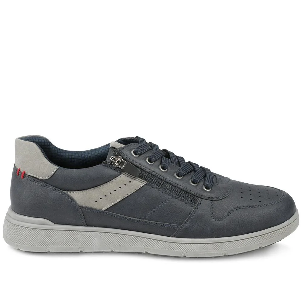 Wide Fit Zip & Lace Casual Trainers - GANG43004 / 329 271 - Navy - Image 2