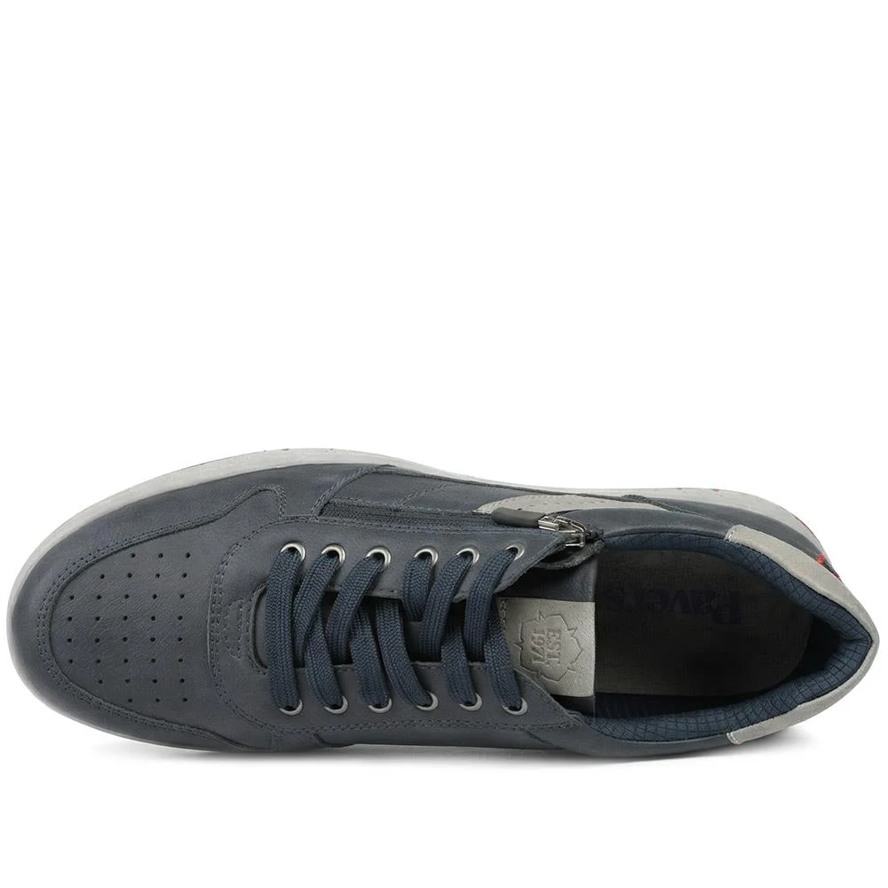 Wide Fit Zip & Lace Casual Trainers - GANG43004 / 329 271 - Navy - Image 4