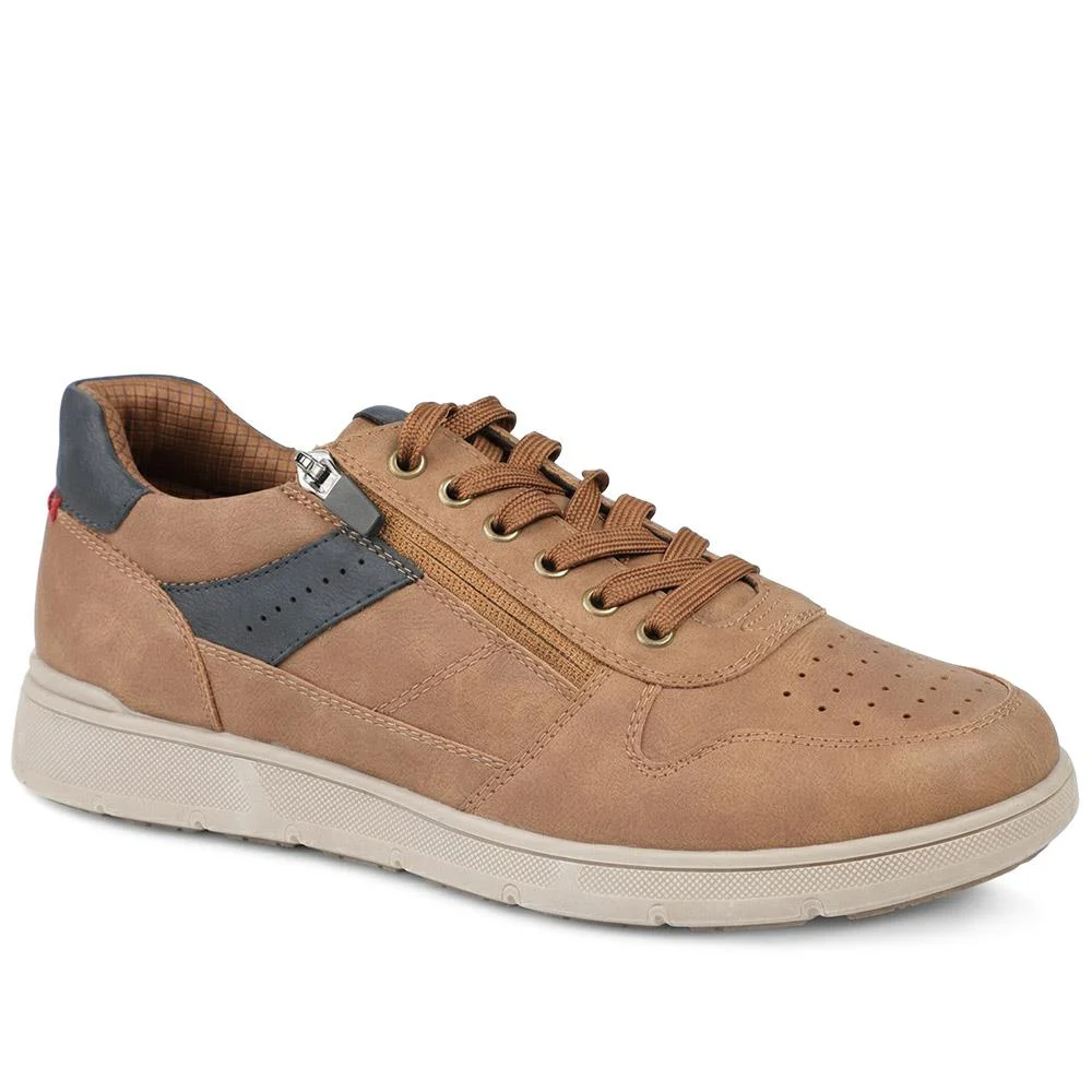Wide Fit Zip & Lace Casual Trainers - GANG43004 / 329 271 - Image 2