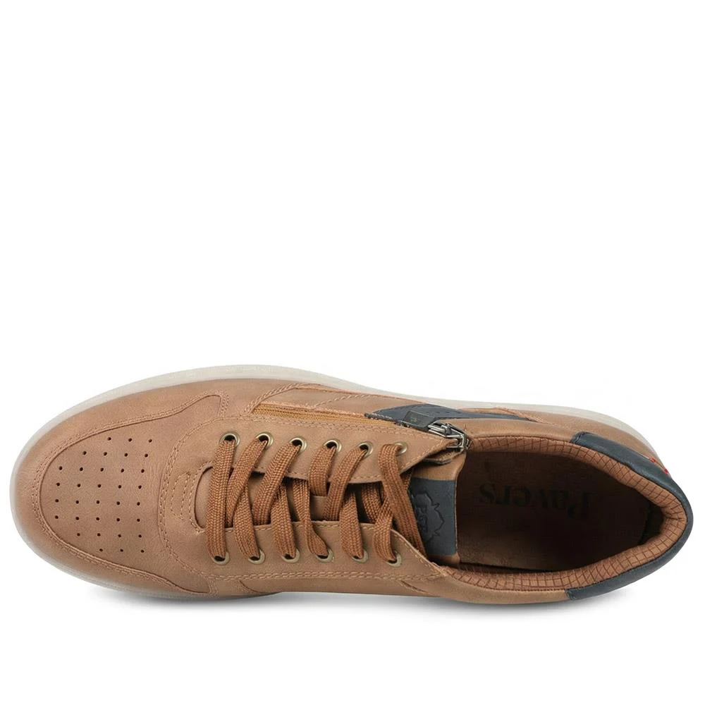 Wide Fit Zip & Lace Casual Trainers - GANG43004 / 329 271 - Tan - Image 4