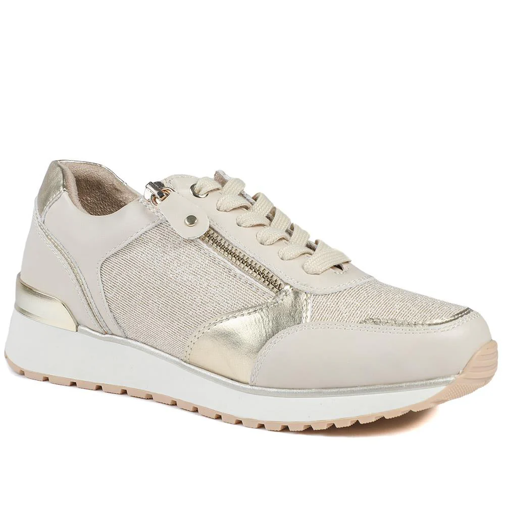 Wide Fit Zip & Lace Cushioned Trainers - WBINS43074 / 329 139