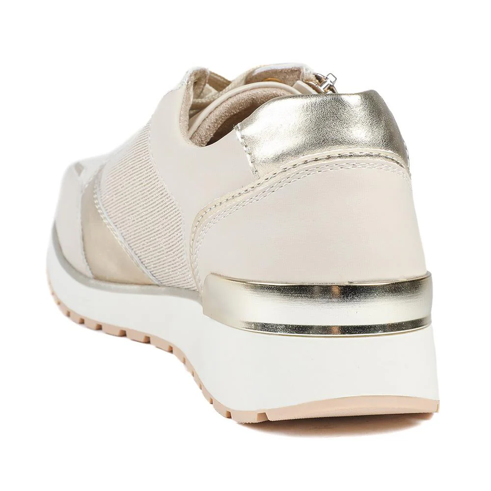 Wide Fit Zip & Lace Cushioned Trainers - WBINS43074 / 329 139 - Beige - Image 4
