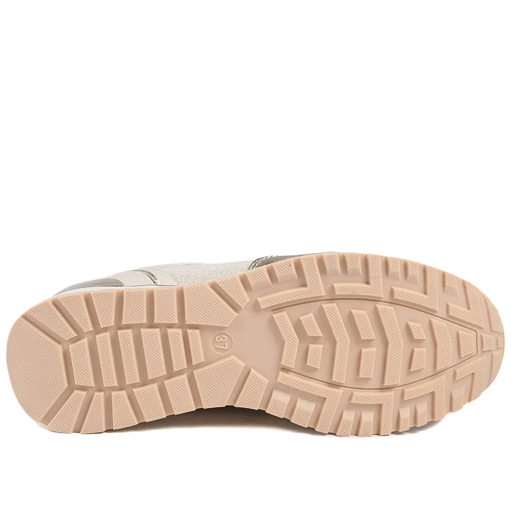 Wide Fit Zip & Lace Cushioned Trainers - WBINS43074 / 329 139 - Beige - Image 6