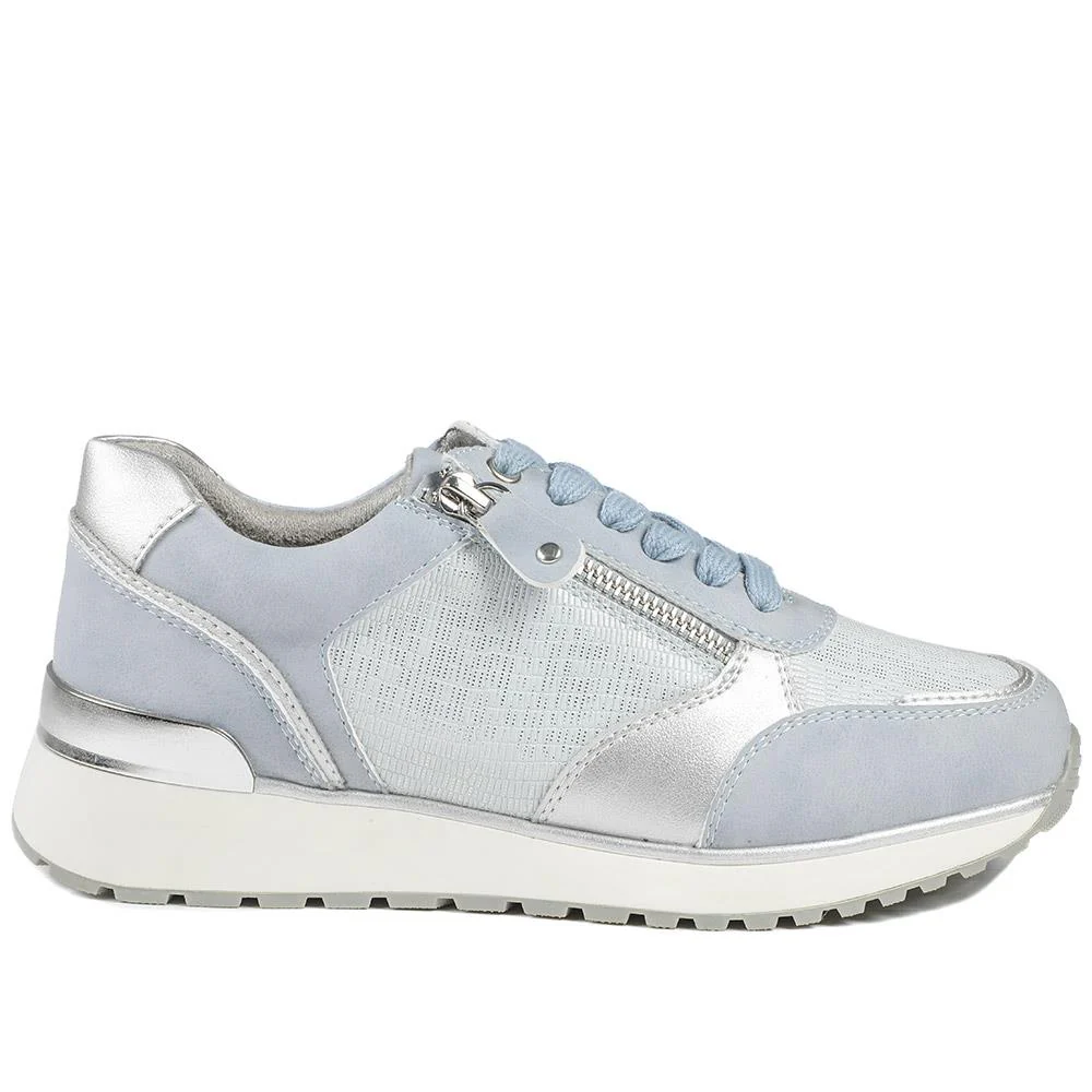Wide Fit Zip & Lace Cushioned Trainers - WBINS43074 / 329 139 - Blue - Image 3