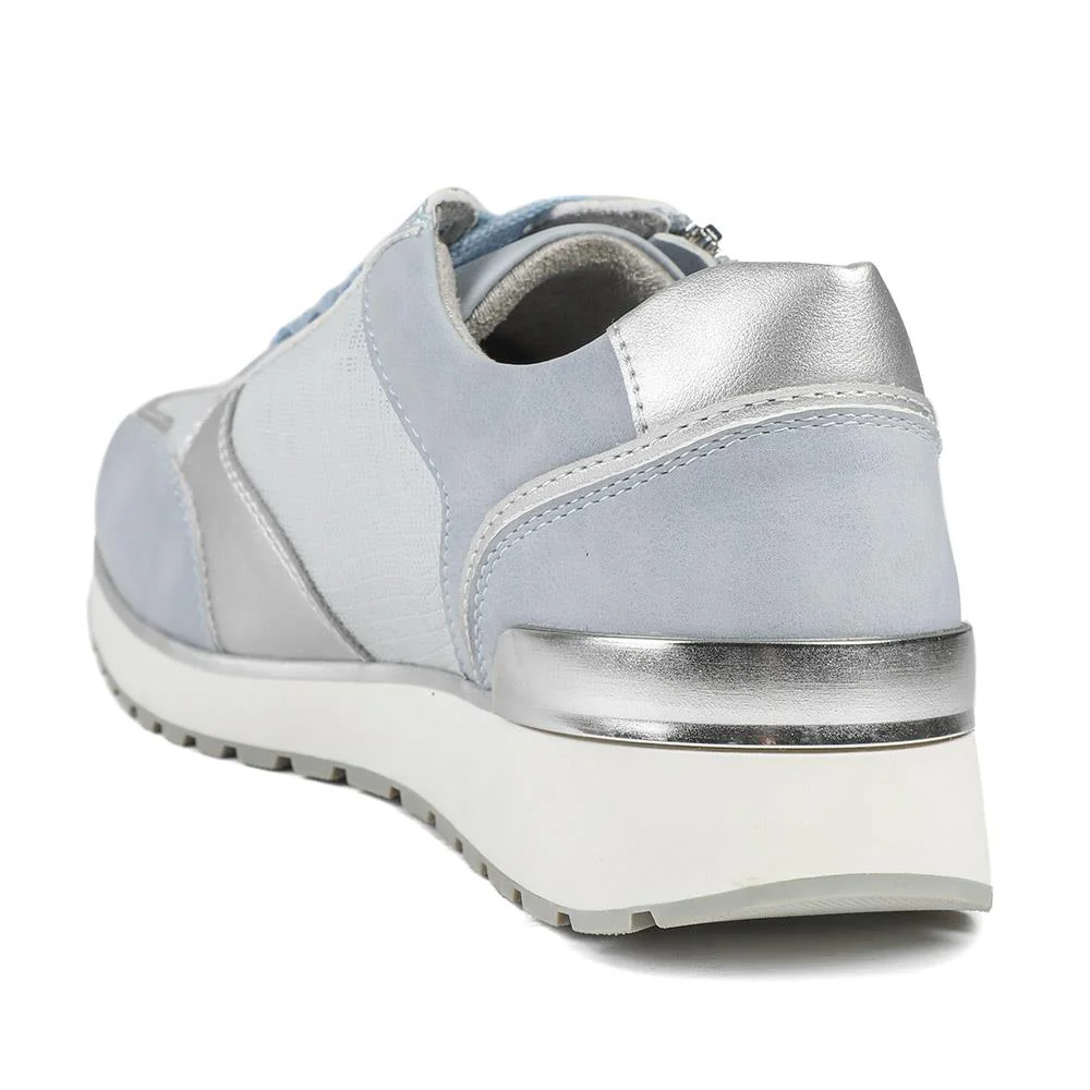 Wide Fit Zip & Lace Cushioned Trainers - WBINS43074 / 329 139 - Blue - Image 4