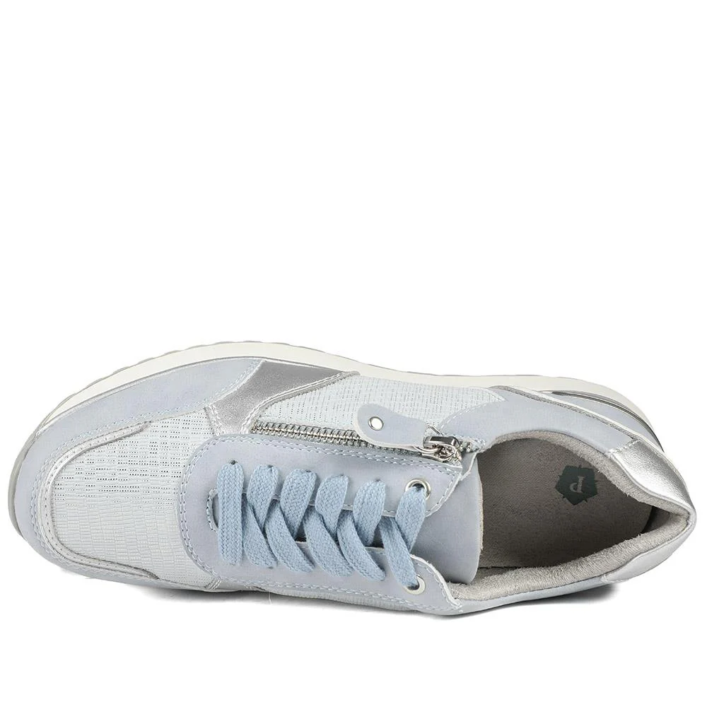 Wide Fit Zip & Lace Cushioned Trainers - WBINS43074 / 329 139 - Blue - Image 5