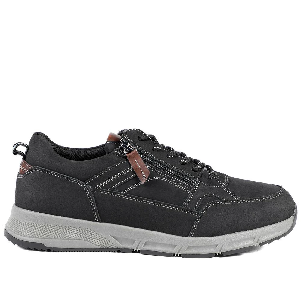 Wide Fit Zip & Lace Fasten Casual Trainers - WBINS42069 / 327 866 - Black - Image 3