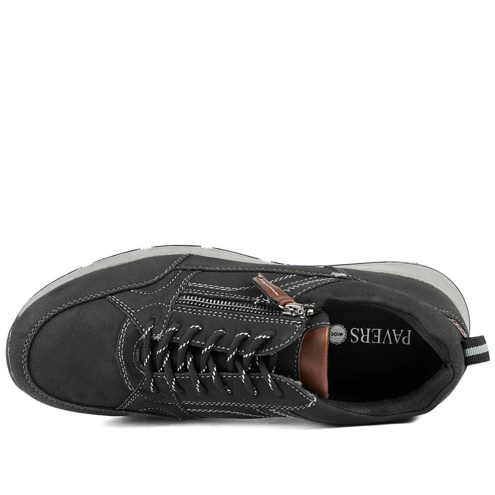 Wide Fit Zip & Lace Fasten Casual Trainers - WBINS42069 / 327 866 - Black - Image 5