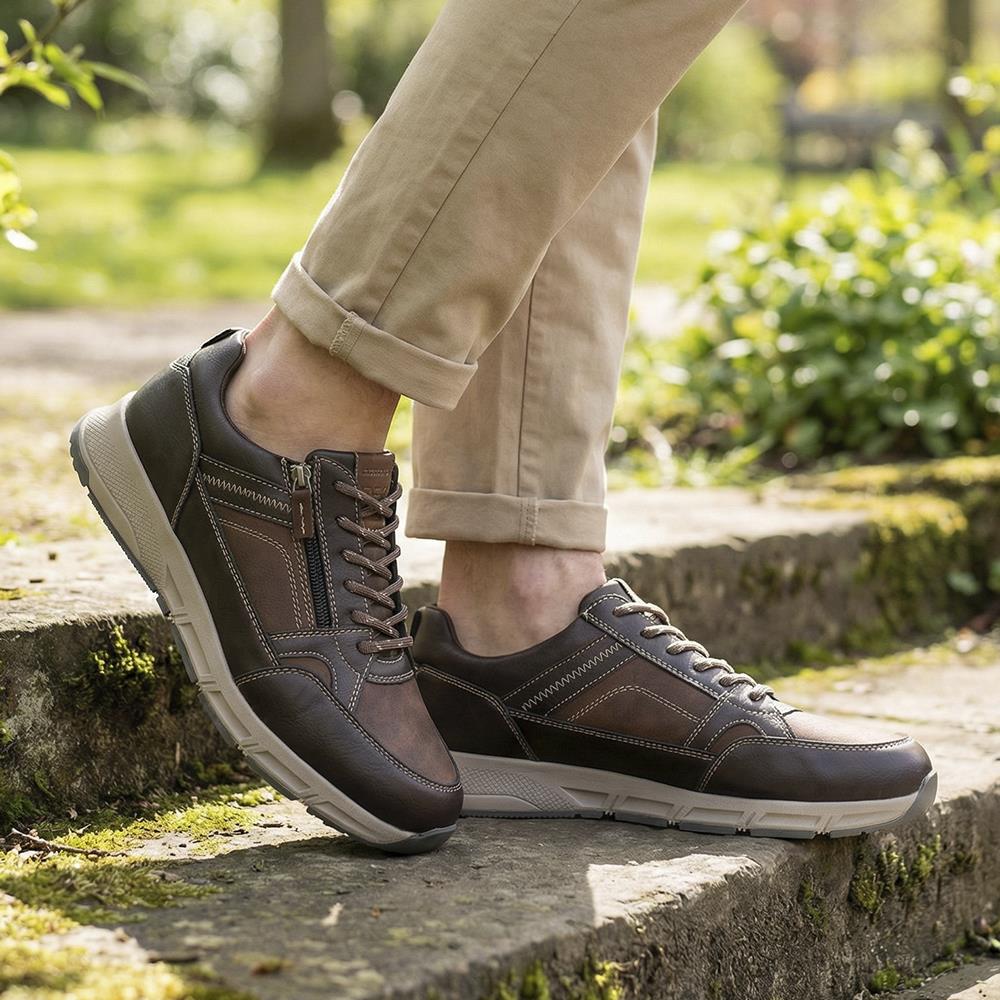Wide Fit Zip & Lace Fasten Casual Trainers - WBINS42069 / 327 866 - Brown - Image 2