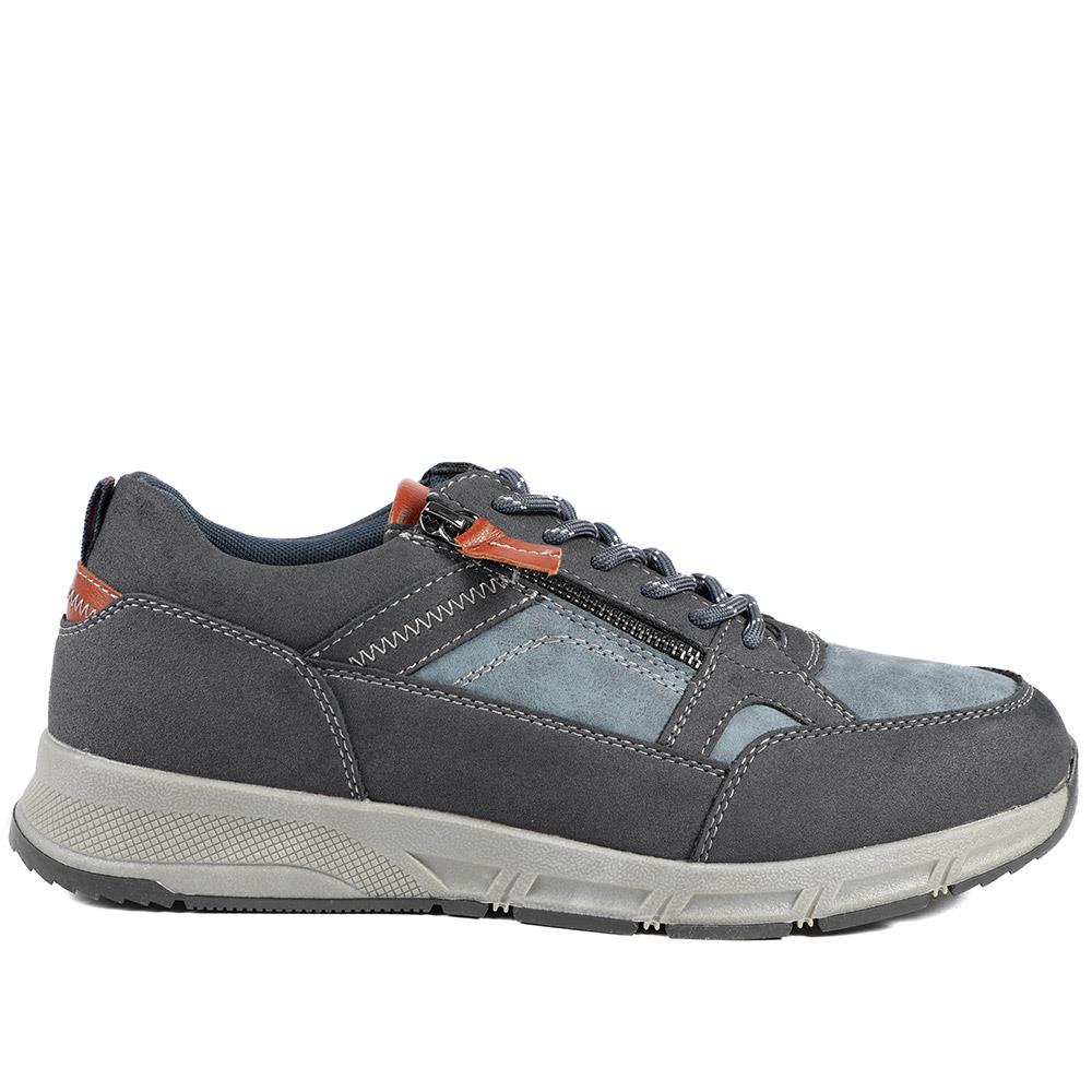 Wide Fit Zip & Lace Fasten Casual Trainers - WBINS42069 / 327 866 - Navy - Image 5