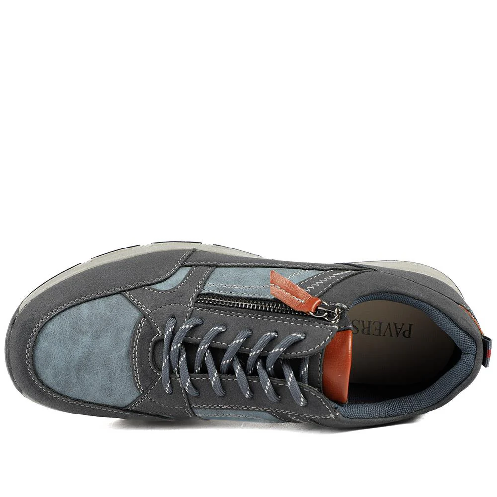 Wide Fit Zip & Lace Fasten Casual Trainers - WBINS42069 / 327 866 - Navy - Image 9