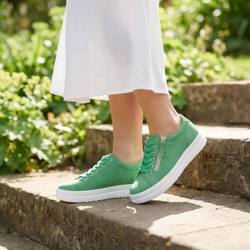 Wide Fit Zip & Lace Platform Trainers - WBINS43003 / 328 884 - Green - Image 2