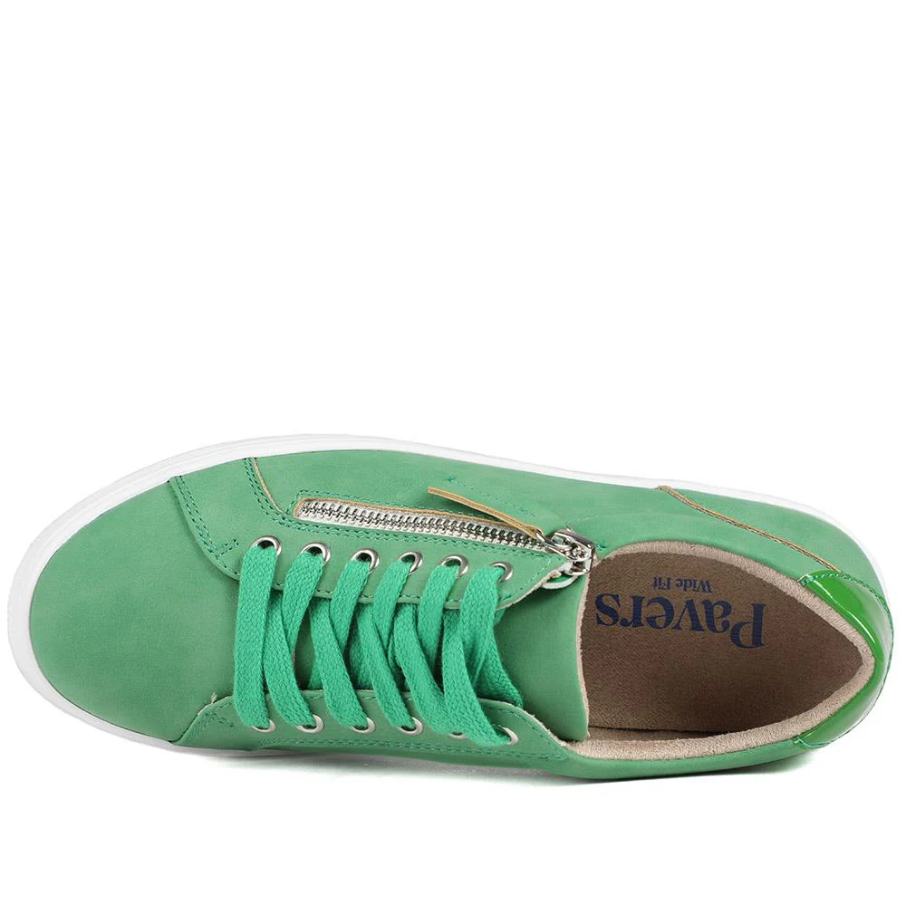 Wide Fit Zip & Lace Platform Trainers - WBINS43003 / 328 884 - Green - Image 5