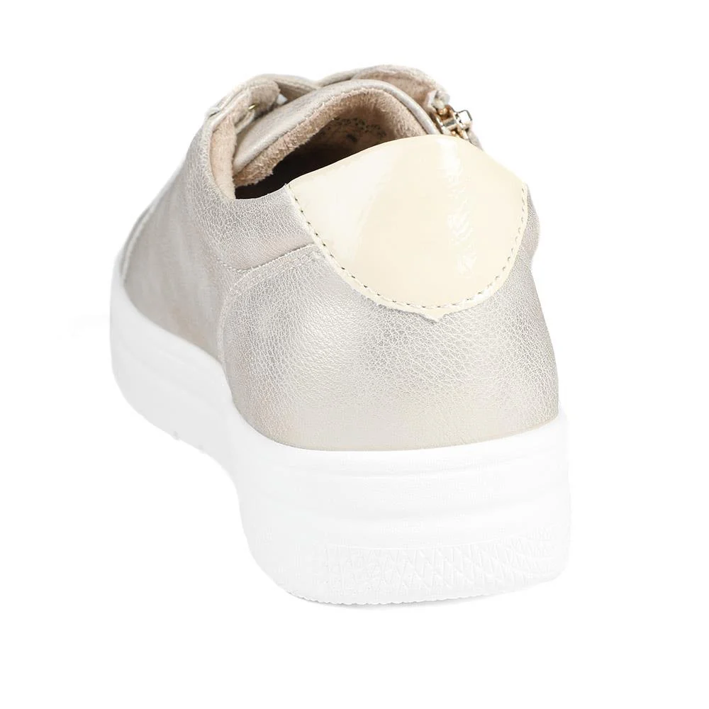Wide Fit Zip & Lace Platform Trainers - WBINS43003 / 328 884 - Soft Gold - Image 4