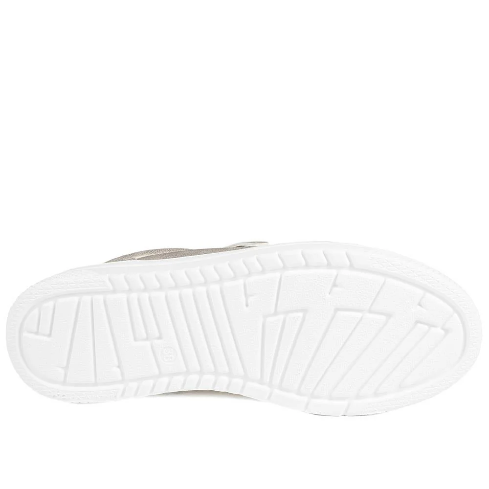 Wide Fit Zip & Lace Platform Trainers - WBINS43003 / 328 884 - Soft Gold - Image 6