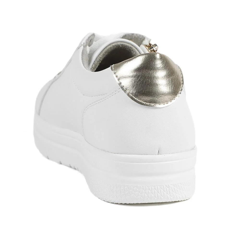 Wide Fit Zip & Lace Platform Trainers - WBINS43003 / 328 884 - White - Image 4