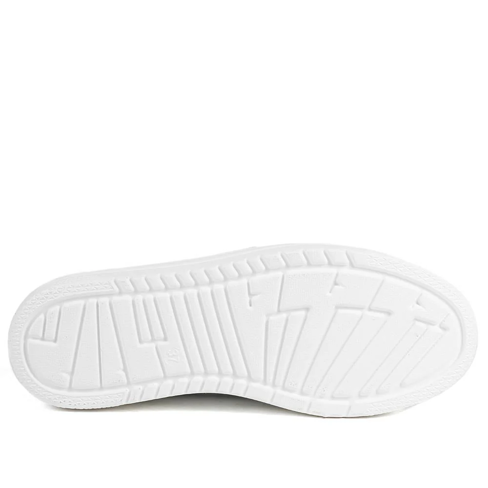 Wide Fit Zip & Lace Platform Trainers - WBINS43003 / 328 884 - White - Image 6