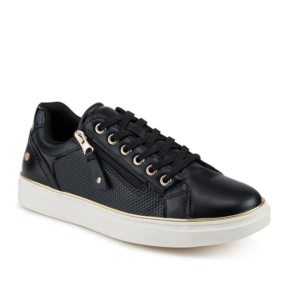 Wide Fit Zip & Lace Trainers With Grip Sole - WOIL42005 / 328 226 - Black