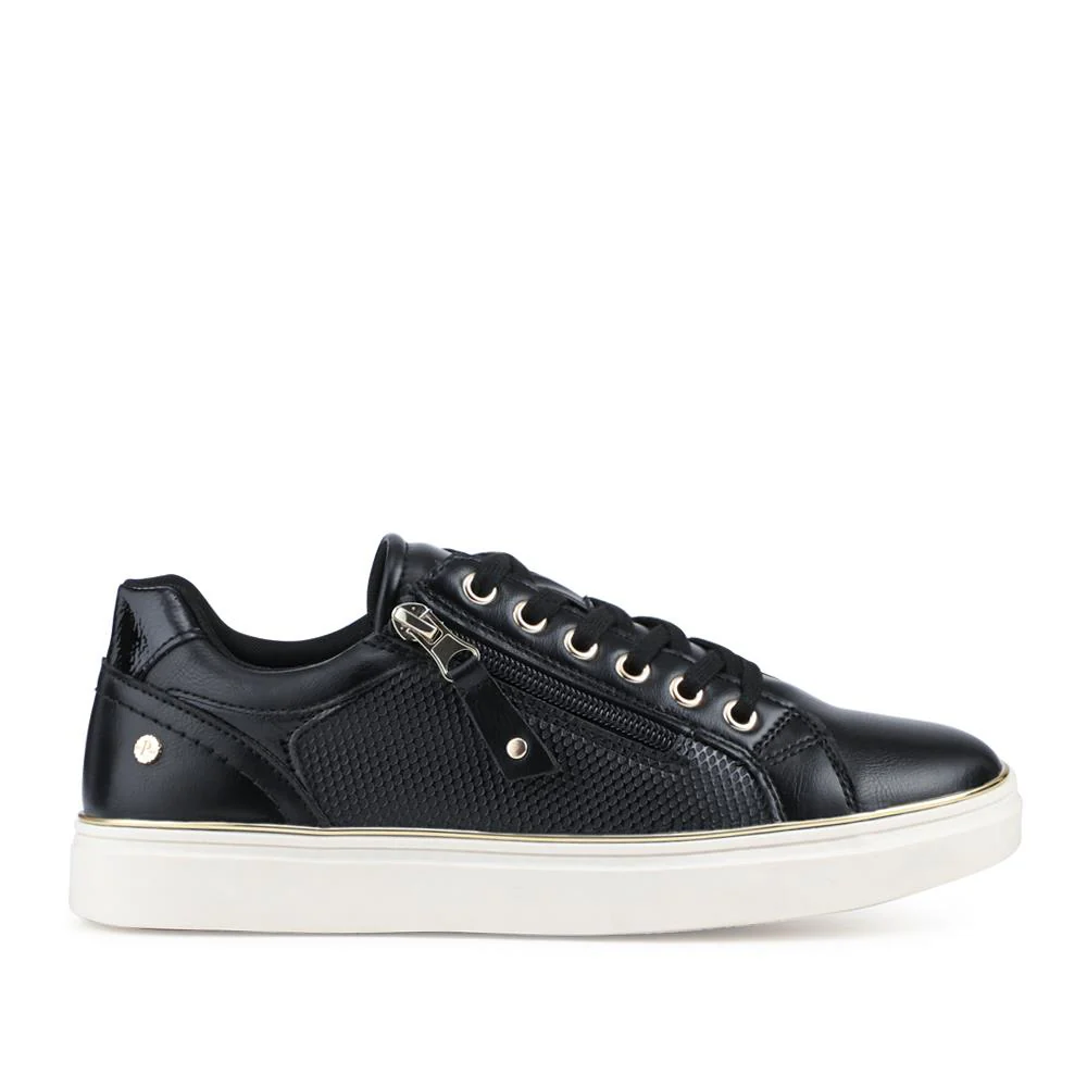 Wide Fit Zip & Lace Trainers With Grip Sole - WOIL42005 / 328 226 - Black - Image 2