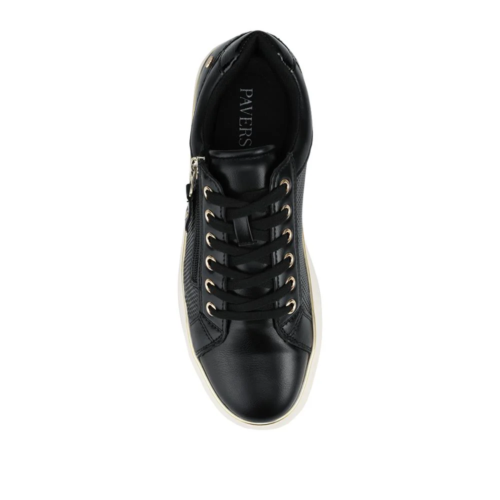 Wide Fit Zip & Lace Trainers With Grip Sole - WOIL42005 / 328 226 - Black - Image 4