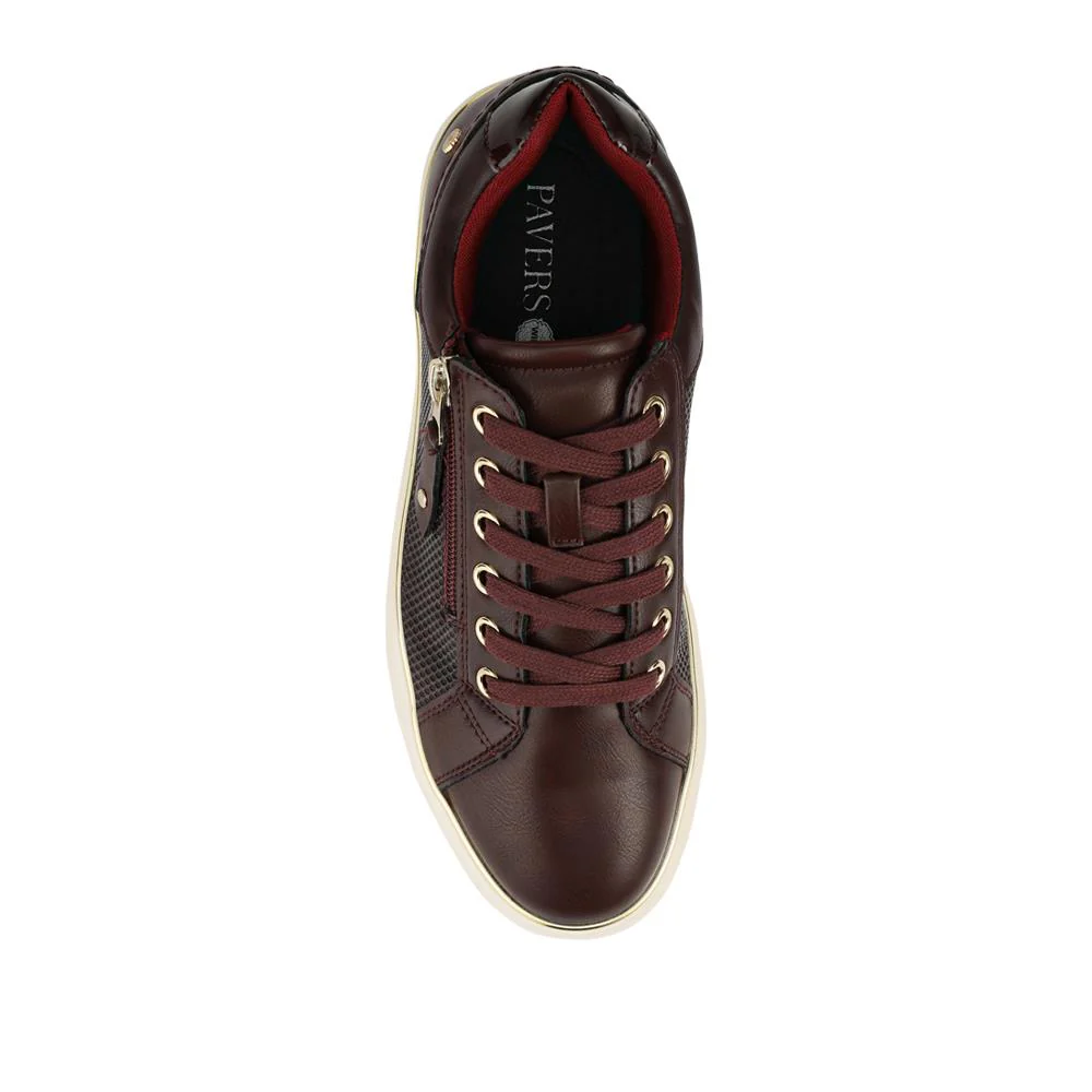 Wide Fit Zip & Lace Trainers With Grip Sole - WOIL42005 / 328 226 - Burgundy - Image 4