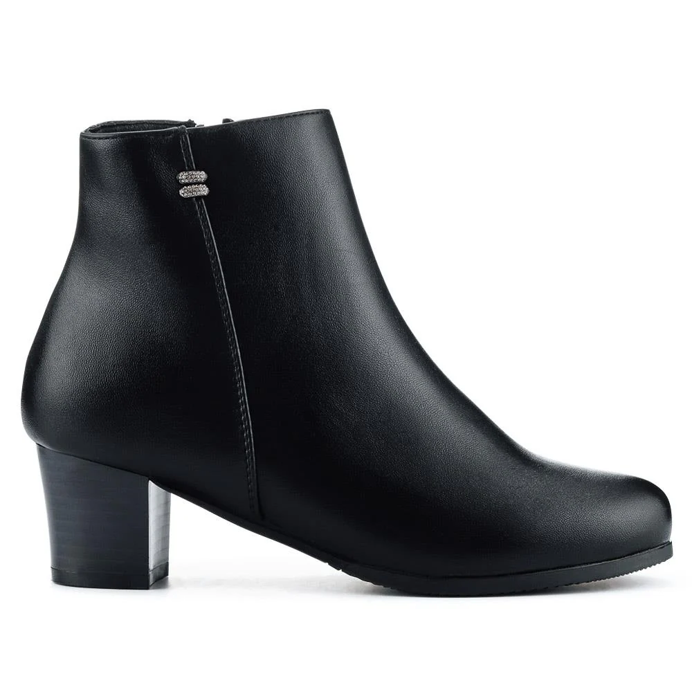 Wide Fit Zip Up Ankle Boots - WLIG40007 / 326 601 - Black - Image 2