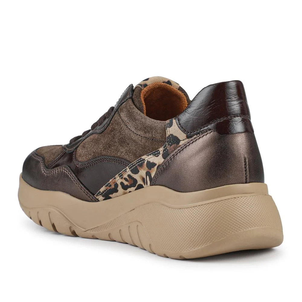 Widow Leather Lace-Up Trainers - GAB42509 / 327 748 - Dark Brown Multi - Image 3