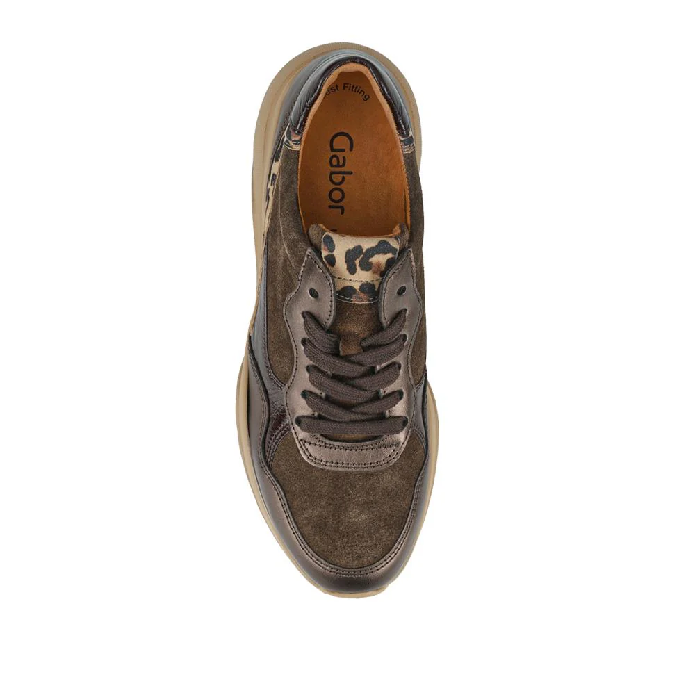 Widow Leather Lace-Up Trainers - GAB42509 / 327 748 - Dark Brown Multi - Image 4
