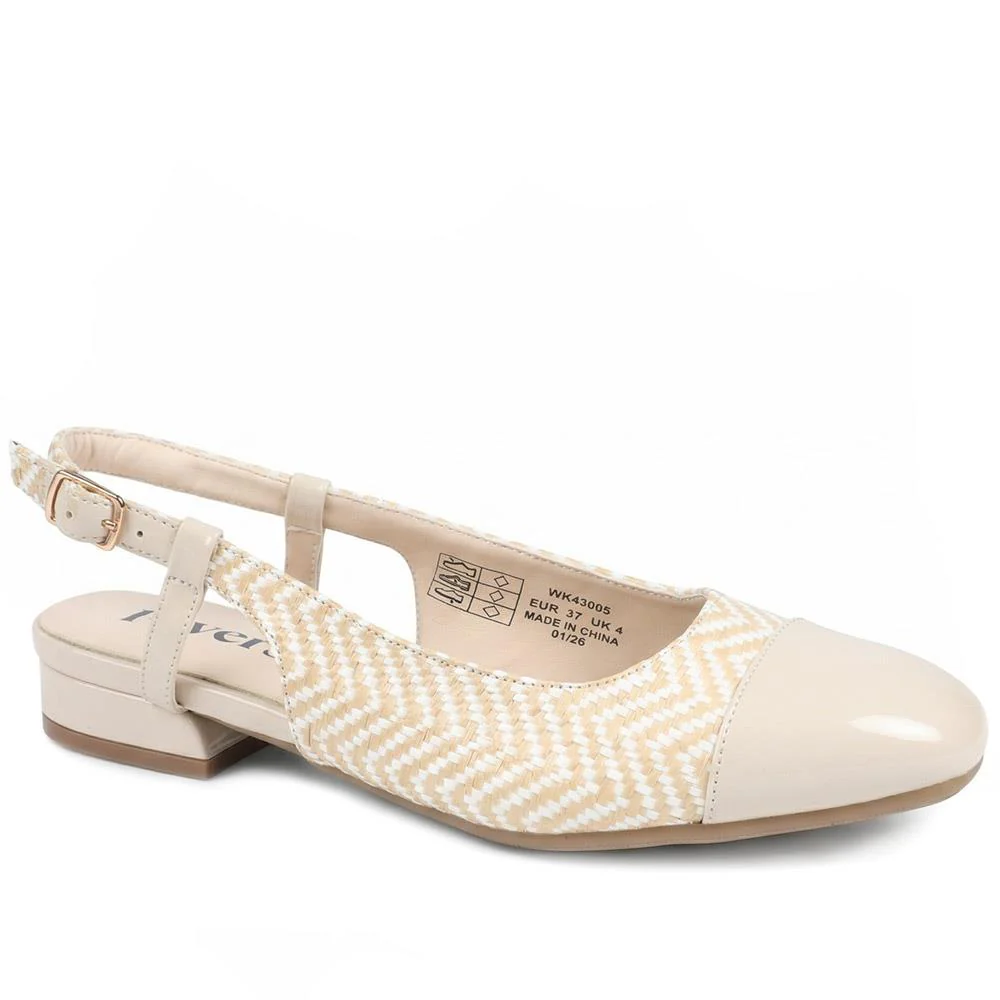 Lightweight Slingback Flat Court Shoes - WK43005 / 329 018 - Beige-White