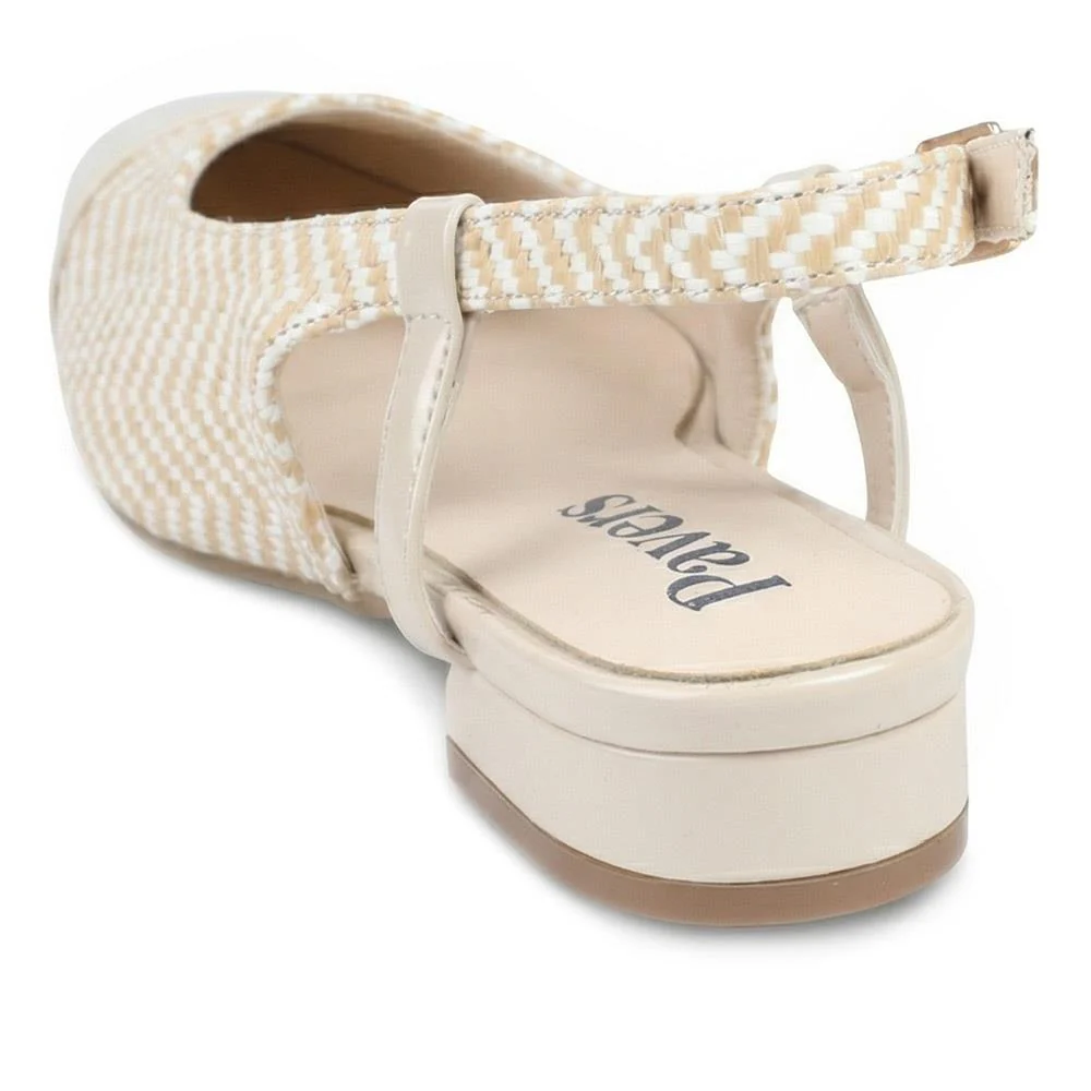Lightweight Slingback Flat Court Shoes - WK43005 / 329 018 - Beige-White - Image 3