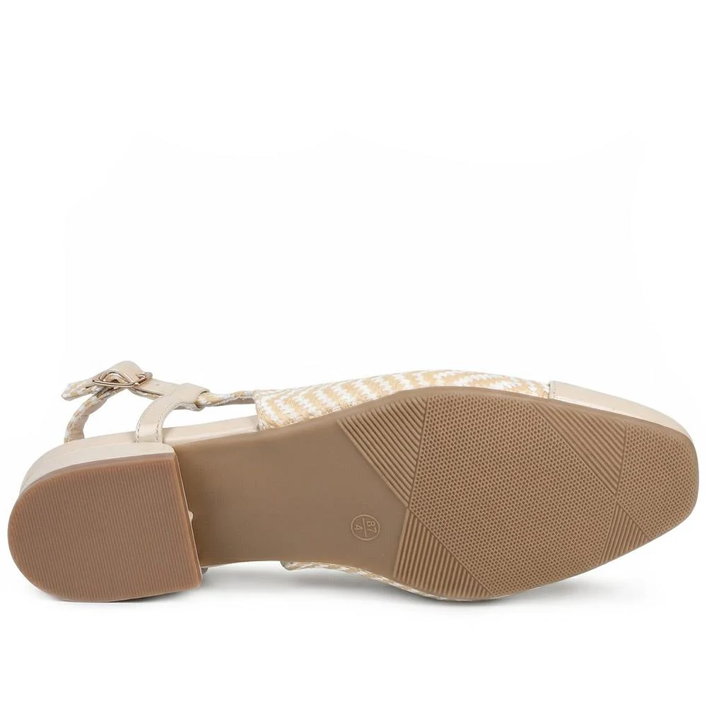 Lightweight Slingback Flat Court Shoes - WK43005 / 329 018 - Beige-White - Image 5