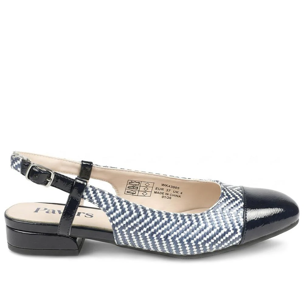 Lightweight Slingback Flat Court Shoes - WK43005 / 329 018 - Navy - White - Image 2