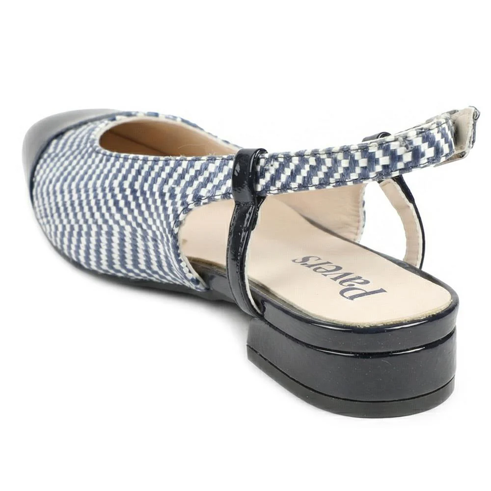 Lightweight Slingback Flat Court Shoes - WK43005 / 329 018 - Navy - White - Image 3