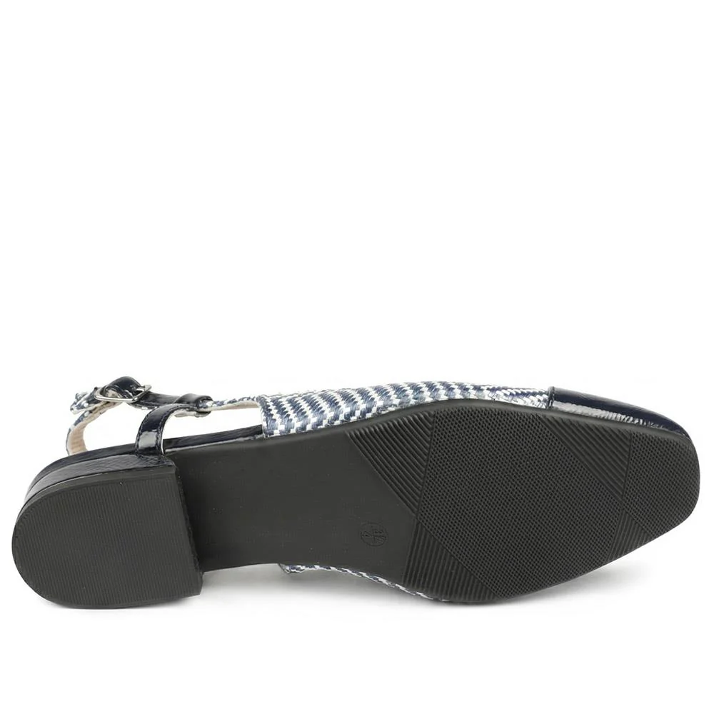 Lightweight Slingback Flat Court Shoes - WK43005 / 329 018 - Navy - White - Image 5